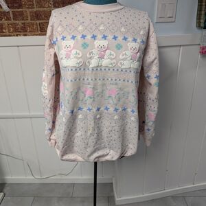 VTG 80’s Spumoni Teddy Bear with Roses All Over Puff Print Sweatshirt M
